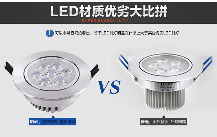 朗硕 led射灯led灯一体天花筒灯过道灯走廊灯玄关灯餐厅卧室灯7W灯具LS3025-7 高光银白光