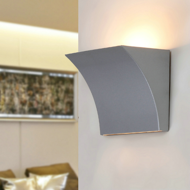 爱惟现代简约卧室床头壁灯led客厅过道灯具 B3002 银灰色 带3W暖光