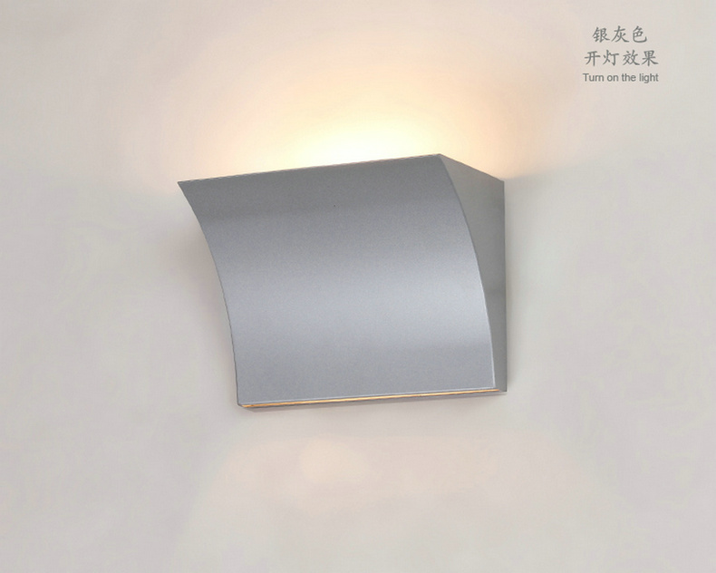 爱惟现代简约卧室床头壁灯led客厅过道灯具 B3002 银灰色 带3W暖光