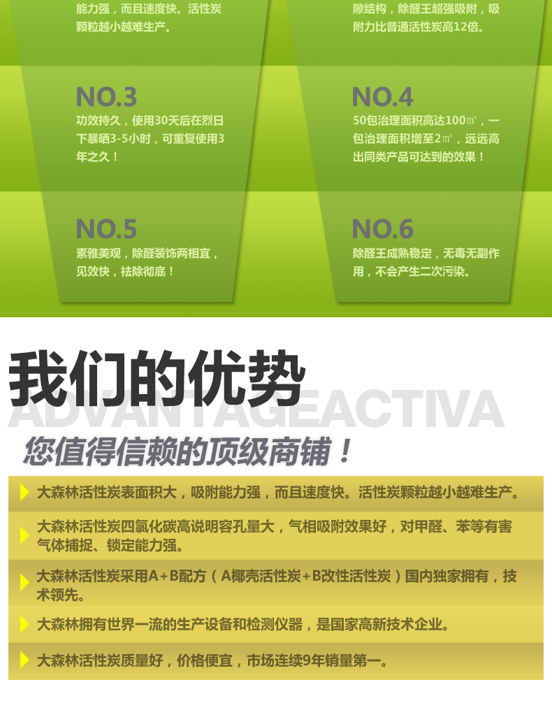 大森林除醛王 去除甲醛除苯吸附有毒有害气体椰壳活性炭包 2500g 100㎡送冰箱除味剂