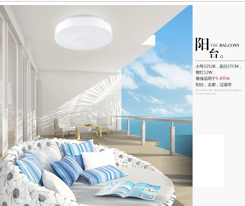 佐凡led吸顶灯卧室灯客厅灯现代简约过道阳台灯厨卫灯具灯饰 小号白光12W2252B