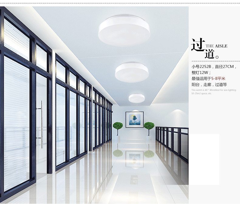 佐凡led吸顶灯卧室灯客厅灯现代简约过道阳台灯厨卫灯具灯饰 小号白光12W2252B