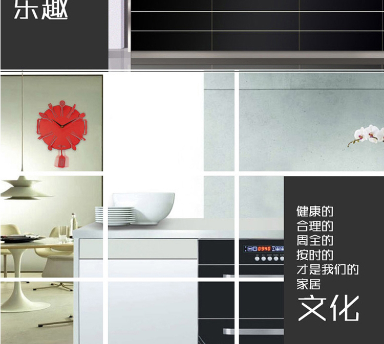 灵家正品静音创意钟表小餐具曲时钟cm0106拉丝银色