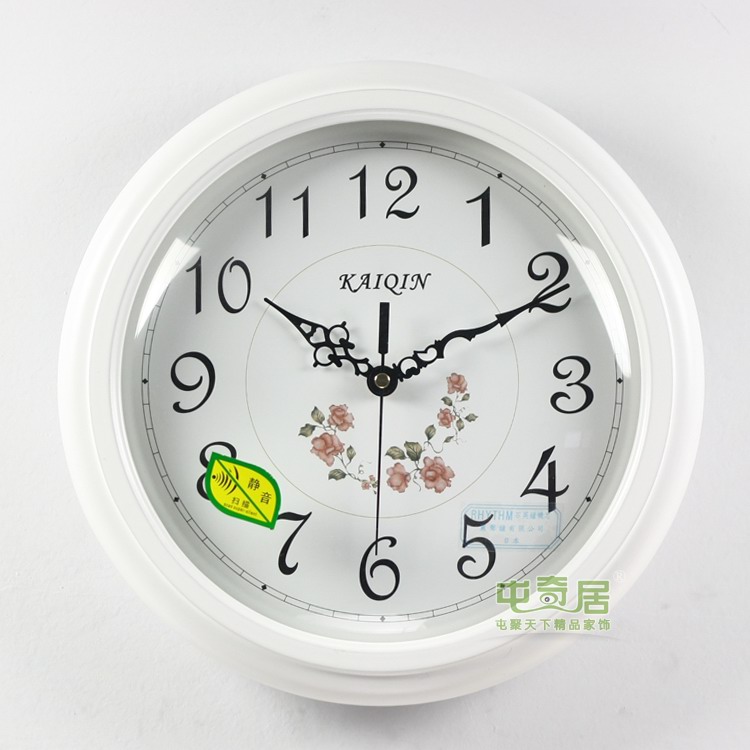 
                                        凯琴（KAIQIN）12寸中号欧式木头餐厅客厅挂钟进口静音机芯/1127 棕色                