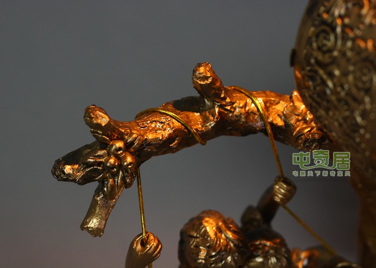 
                                        丽盛/欧式复古风格人物座钟/跳秒太阳静音机芯/树脂摆钟/1206ABK 古铜色                