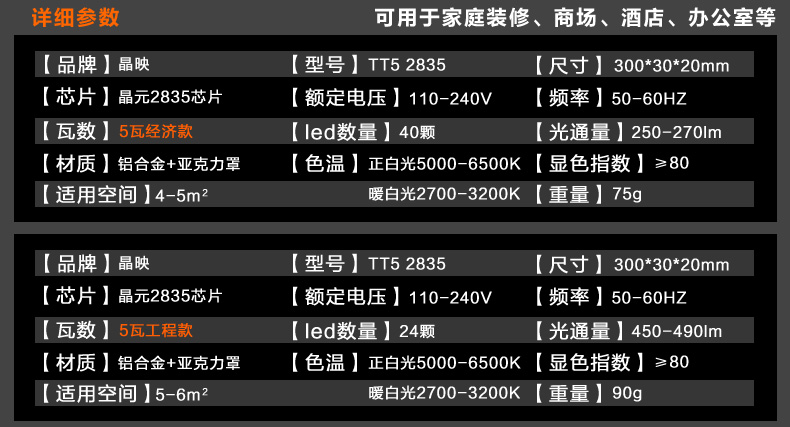 晶映LED灯管T5一体化led日光灯节能灯管高亮条形灯管灯带全套16W/1.2米白光 0.6m/5根套装 白光