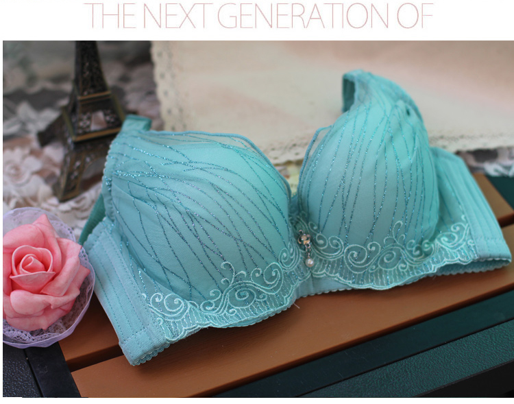 调整型收副乳内衣 薄纱刺绣金边蕾丝女士<em>文胸</em>