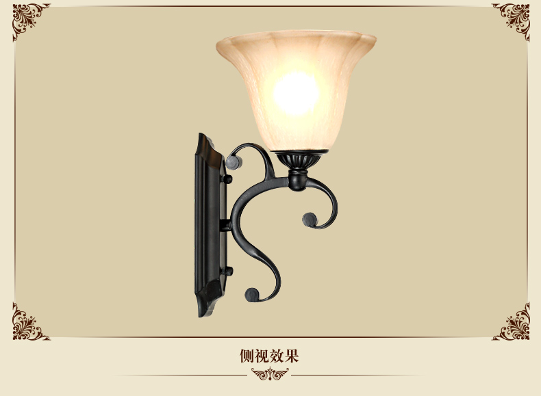 蒙特丽 客厅卧室书房玄关床头灯CH003-B 美式田园复古壁灯(B) 1头 配送led灯泡(E27黄光5W)