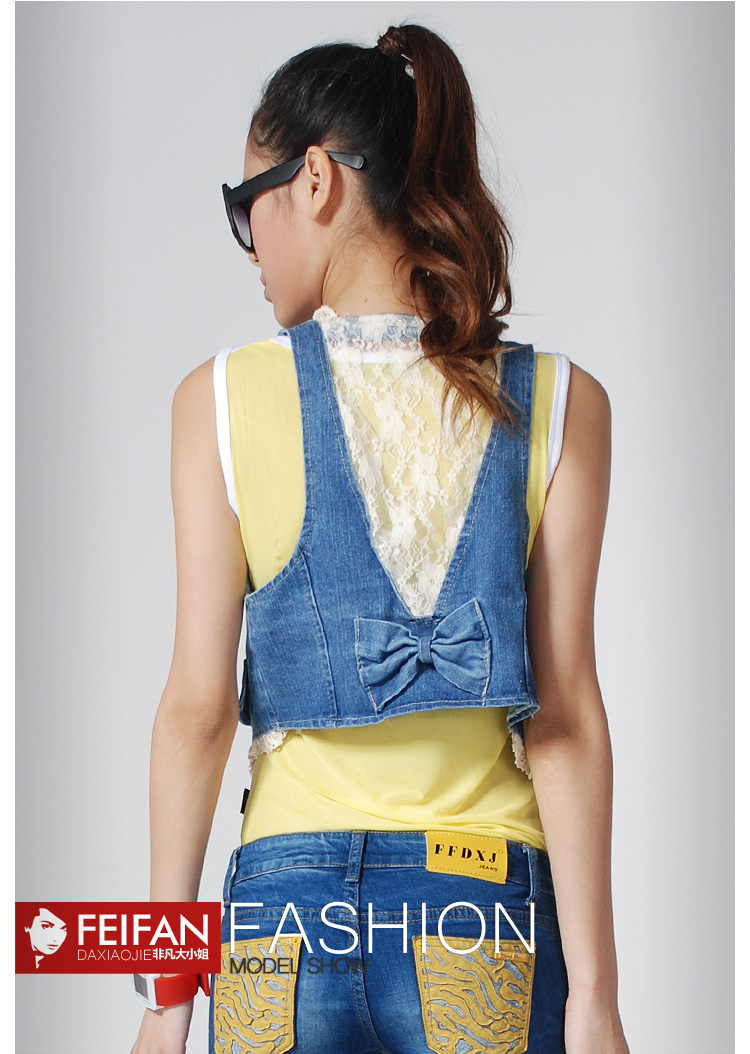 非凡大小姐 韩版秋冬装新款<em>牛仔马甲</em> <em>女牛仔背</em>