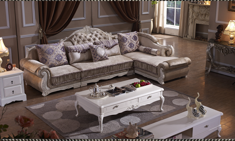 尼尔诗帝 简约欧式法式布艺沙发组合客厅转角