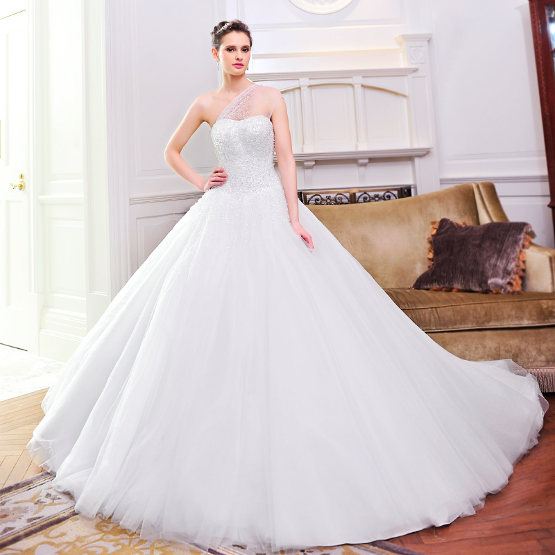 2015 Spring new bride deluxe wedding dresses wedding anointed chest shoulder straps crystal tail wedding S21483 165-S, 80 cm full Chamber Fong shopping on the Internet has been pressed.