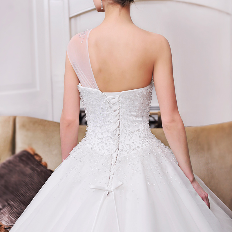 2015 Spring new bride deluxe wedding dresses wedding anointed chest shoulder straps crystal tail wedding S21483 165-S, 80 cm full Chamber Fong shopping on the Internet has been pressed.