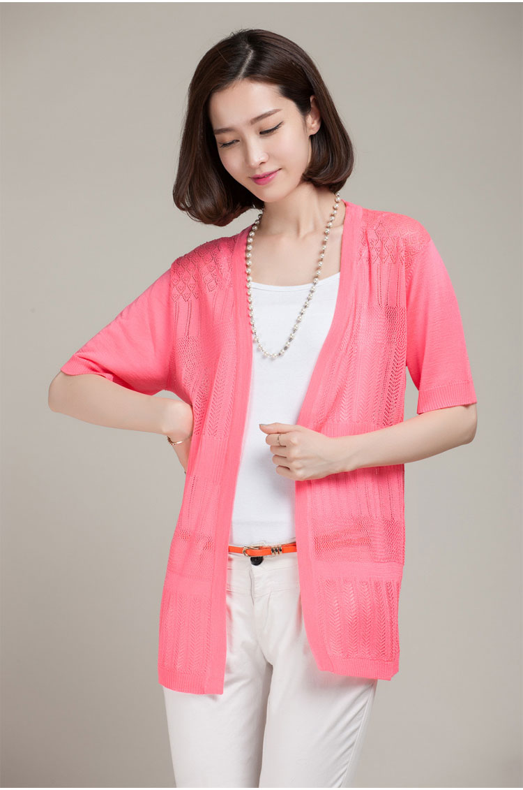 擅变2014夏季新品<em>时尚镂空</em>钩花<em>针织衫女开衫</em>