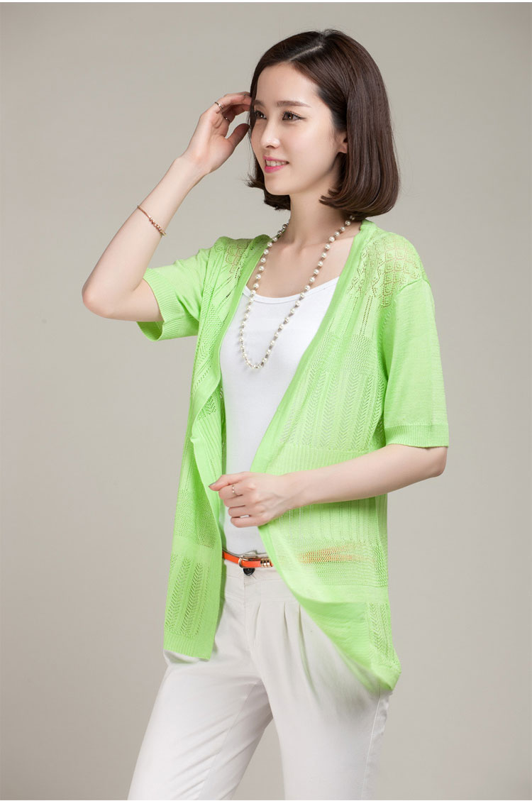 擅变2014夏季新品<em>时尚镂空</em>钩花<em>针织衫女开衫</em>