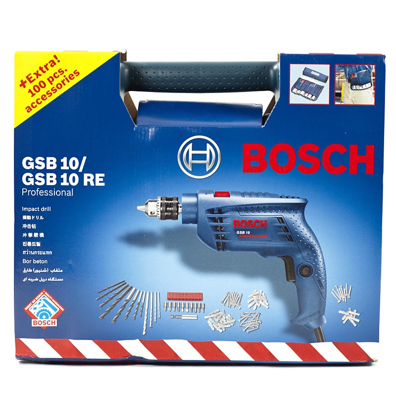 博世(Bosch) GSB10RE set 10mm冲击钻套装含100件附件(0601216186)
