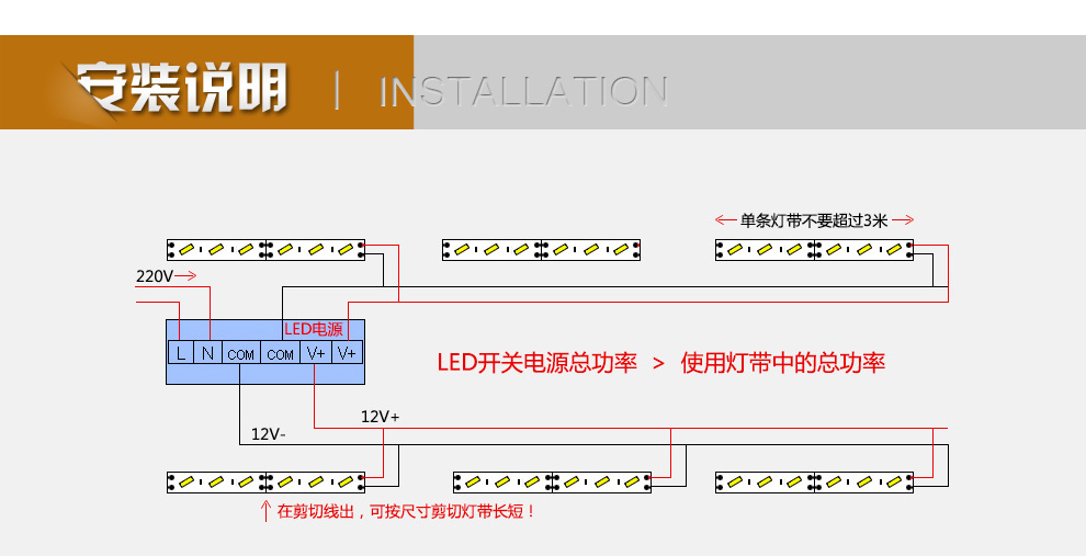 创华星 LED灯条灯带三星原装5730贴片72珠/米 柜台硬灯条带铝槽 珠宝柜台灯展柜灯硬 0.5米带V型铝槽暖白