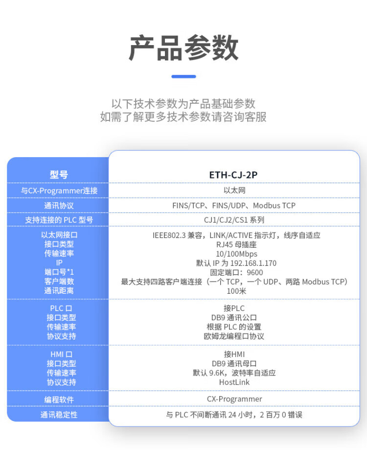 3，適用CJ1M/2M/CG1 PLC編程口擴展轉以太網通訊模塊ETH-CJ-2P ETH-C