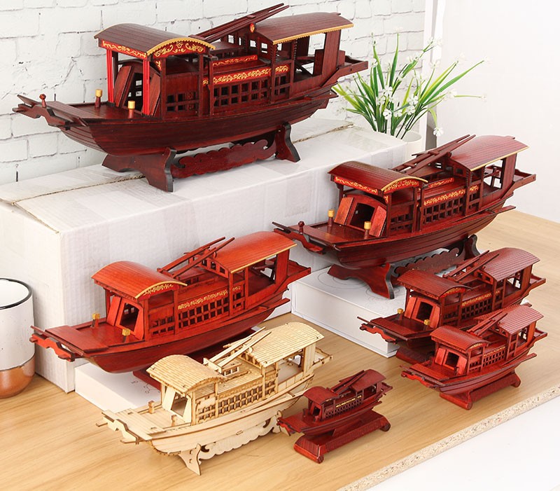 南湖红船模型桌面台历摆件手工拼装实木乌篷船嘉兴国风特色工艺品拼装
