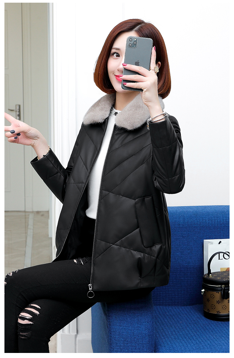 女装声雨竹同款 真皮羽绒服女短款2019冬季新款绵羊皮