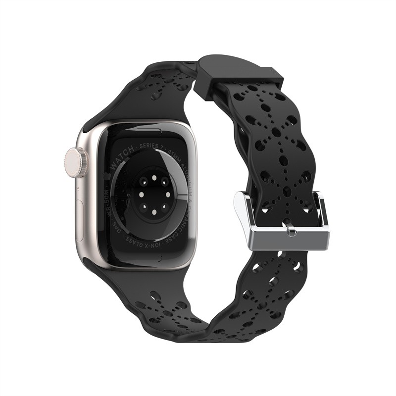 适用苹果手表表带s7硅胶女款个性花边iwatch7潮牌applewatch76543透气