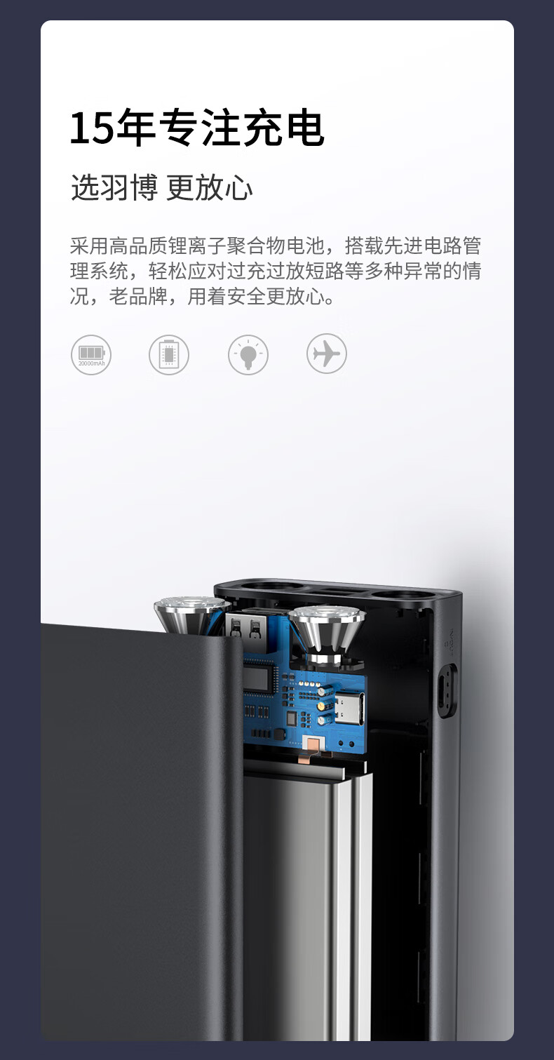 羽博（Yoobao） 充电宝20000毫安时大容量移动电源双LED灯适用于苹果小米华为通用 【经典版10W+双输出】蓝光侠