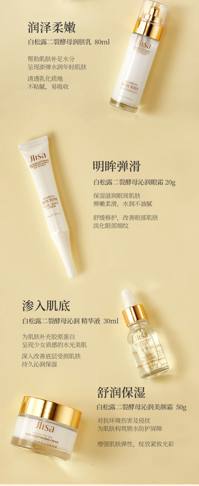 肌琳莎（JILINSHA） 白松露二裂酵母沁润美颜套盒 九件套