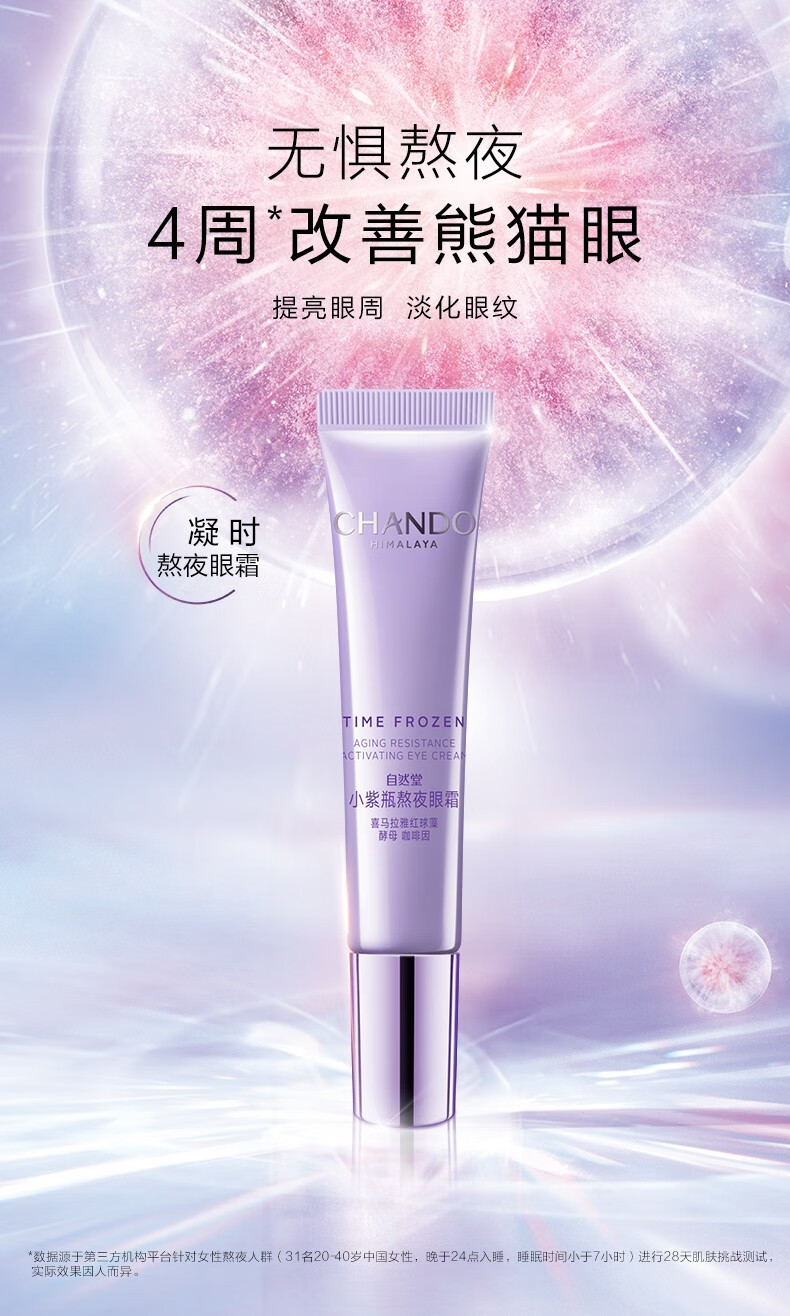 自然堂眼霜 凝时小紫瓶熬夜眼霜提亮眼周淡化细纹 生日情人节礼物送女友 【现货推荐】眼霜15g