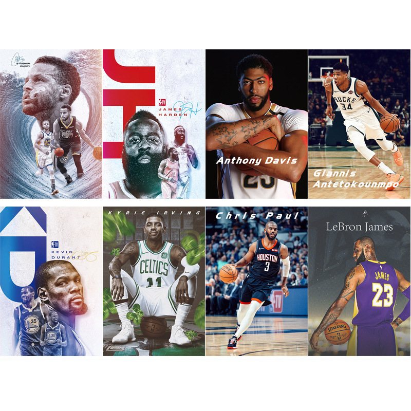 【nba海报 詹姆斯杜兰特库里欧文全明星宿舍壁纸卧室墙纸墙贴】sn5777