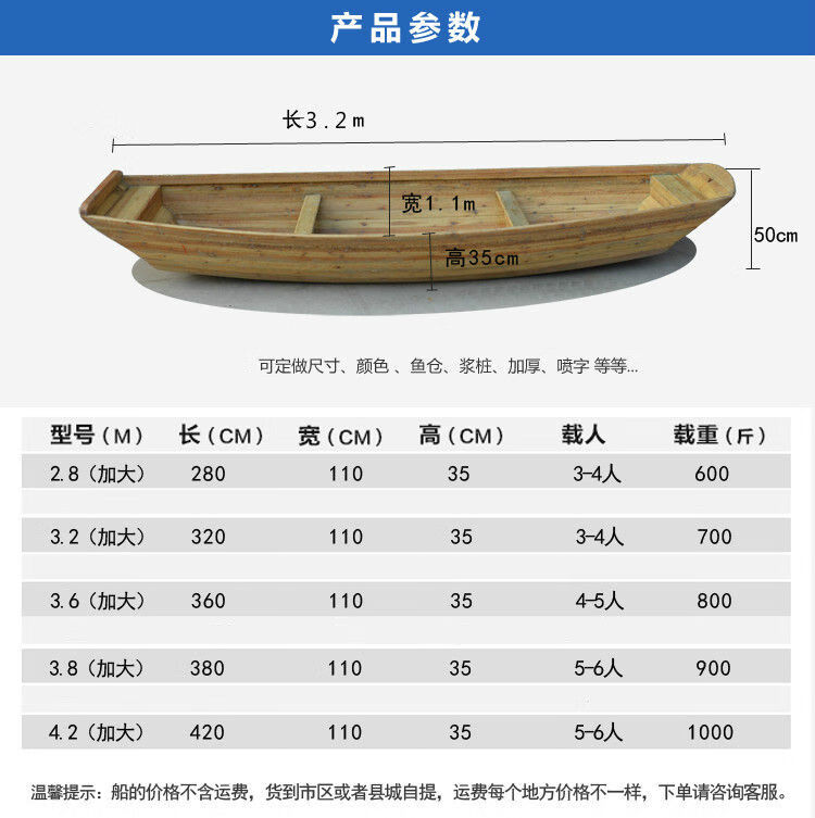 木船渔船 仿古船 玻璃钢包钓鱼船观光船 公园游船 可配船外机特惠 3.