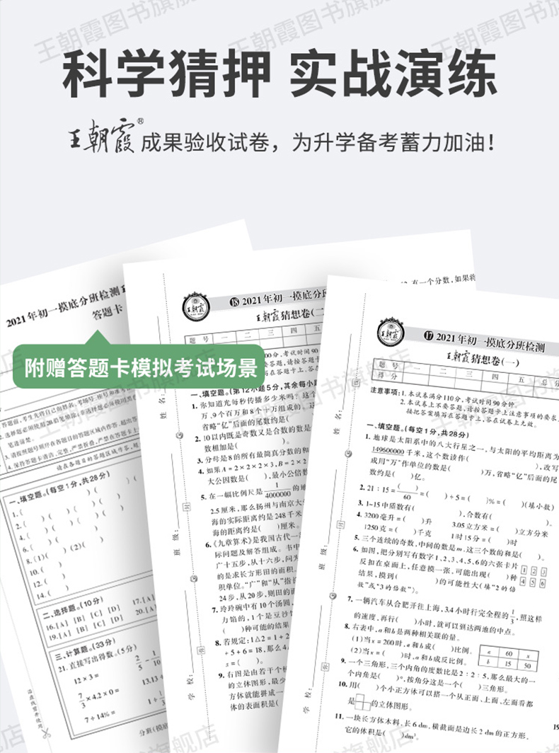 科目可选王朝霞小升初真题卷语文数学英语全套总复习小学升初中重点