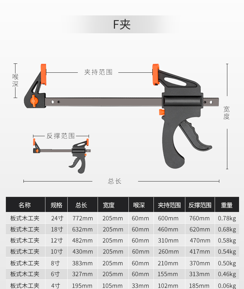 f夹快速木工夹子夹具可调大力f字夹a字夹钳固定工具夹压板夹紧器木工