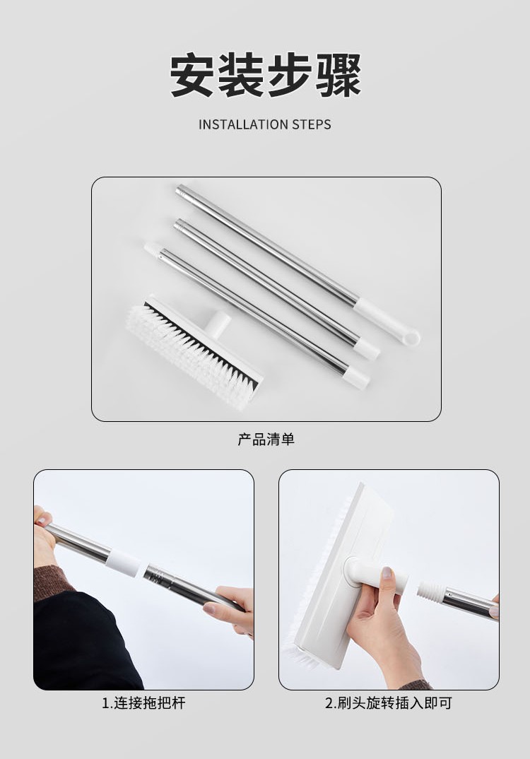 官佳 多功能长柄硬毛刷子 浴室卫浴浴缸清洁刷 卫生间厕所瓷砖地刷 地板刷 厨房刷地墙刷浴缸刷神器地毯 地刷