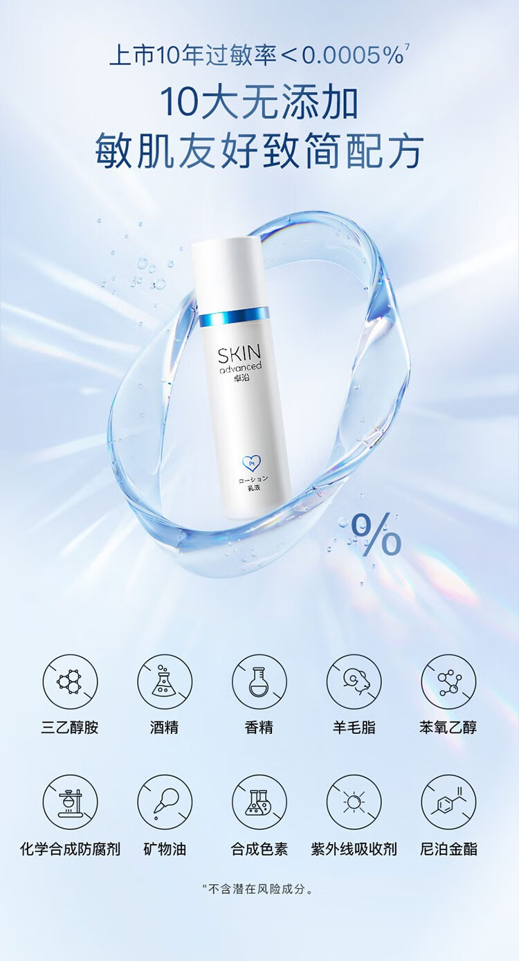 卓沿（SKIN ADVANCED）屈臣氏SA.卓沿白金舒润保湿修护乳液 全新上市敏肌适用 50ml*2