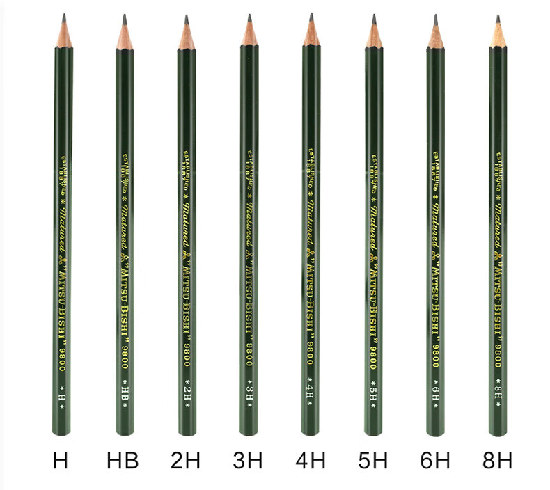 14，9800素描鉛筆學生考試書寫黑色石墨繪圖設計六角鉛筆 B H-10B（一支）