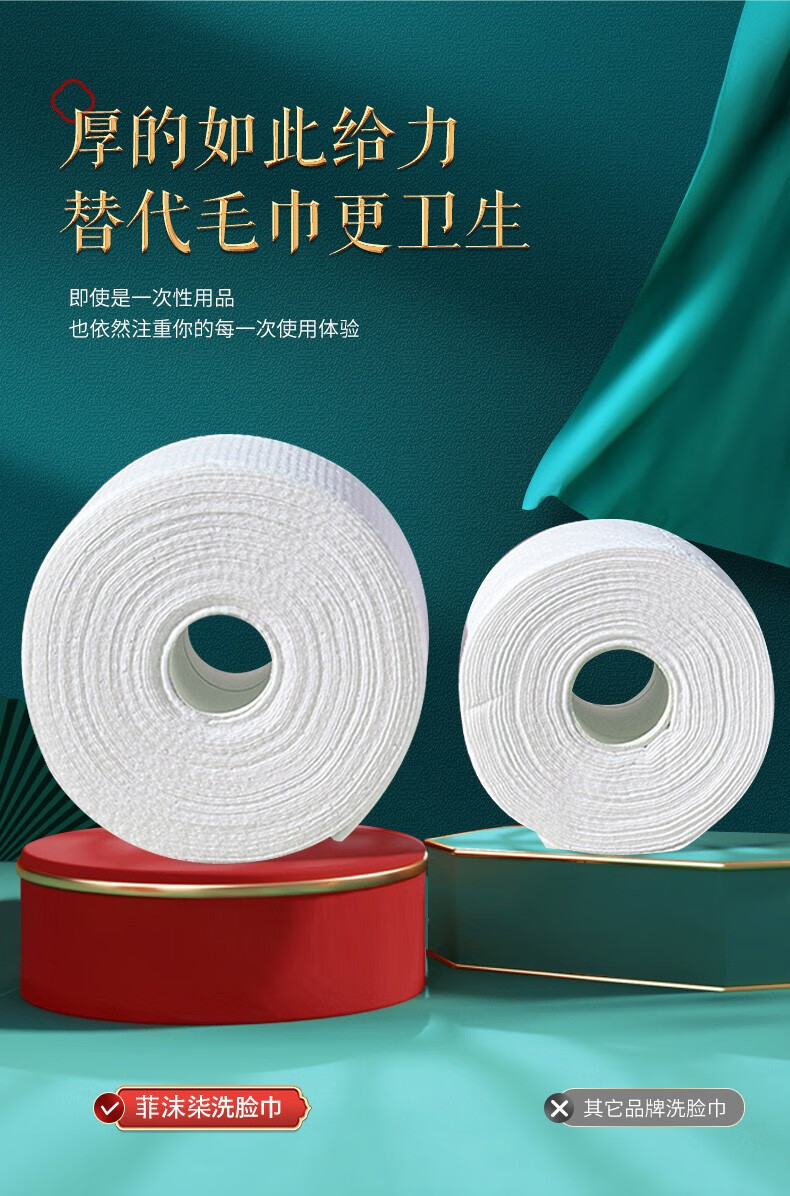 菲沫柒洗脸巾一次性擦脸巾卸妆巾加厚洗面巾洁面纸棉柔巾干湿两用 【3卷】店长倾情推荐款