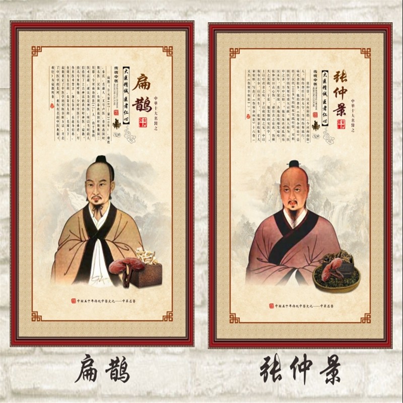 中国古代十大名医挂图扁鹊华佗张仲景名人名医画像中医文化养生医院
