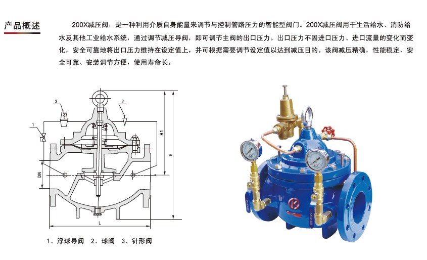 200x先导式减压阀自来水可调式减压阀dn40506580100dn100