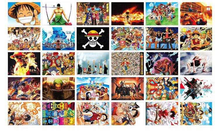 令海报悬赏令全套草帽路飞周边动漫墙贴壁纸明信片卡片 人物合集30张