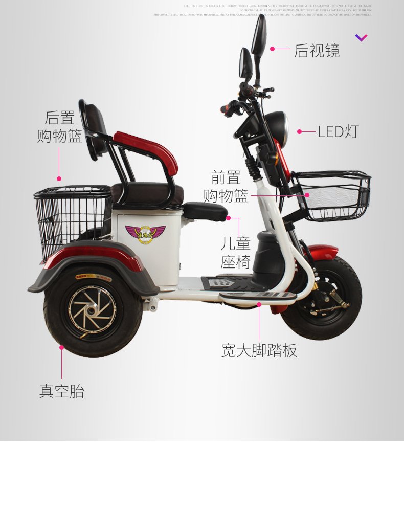 电动三轮车电瓶车老年人老人残疾人家用新款小型休闲代步车电瓶车 橙