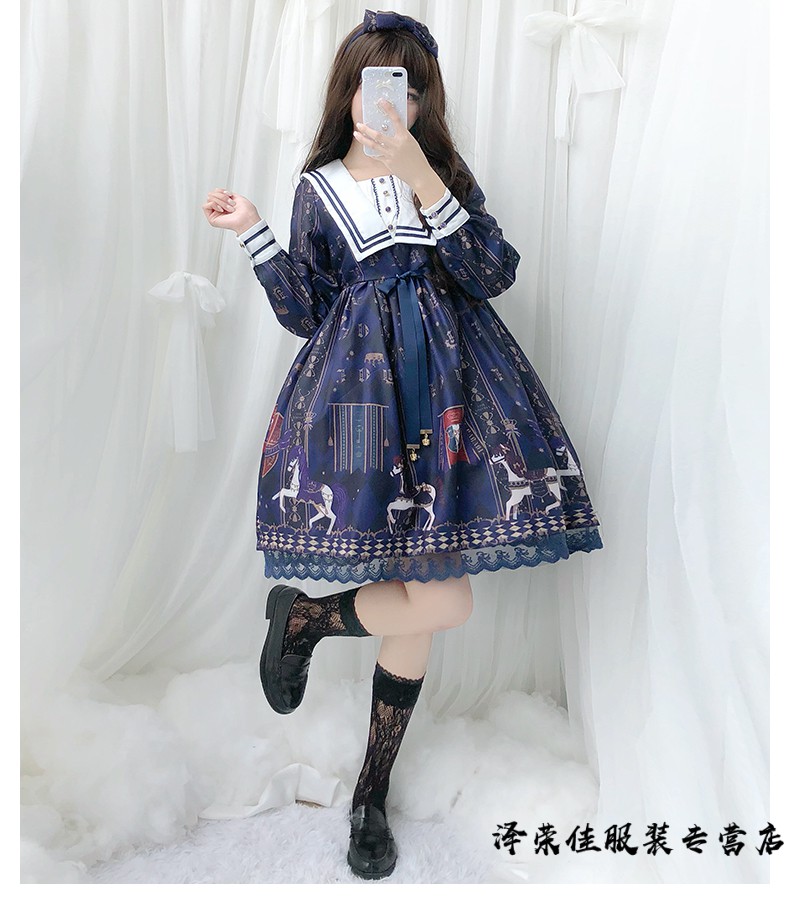 【魔法茶会】天国少女洛丽塔洋装日系春夏软妹可爱皇家木马lolita印花