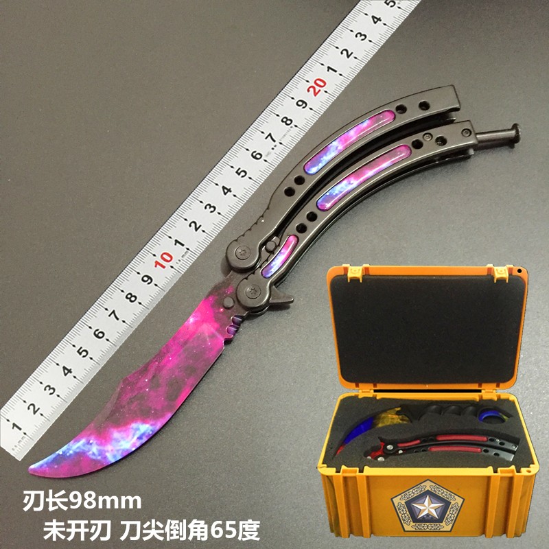 昊霞csgo刀蝴蝶甩手刀练习工具折叠训练刀户外蝴蝶耍刀爪子伽玛2号箱
