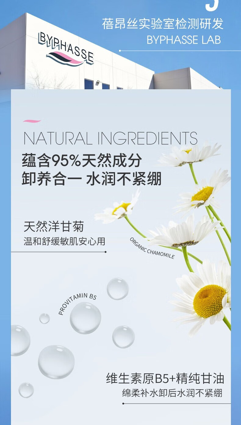 蓓昂斯（BYPHASSE）净颜卸妆水温和无刺激眼唇卸妆液敏感肌适用西班牙原装进口 【单瓶装】眼唇卸妆水500ml