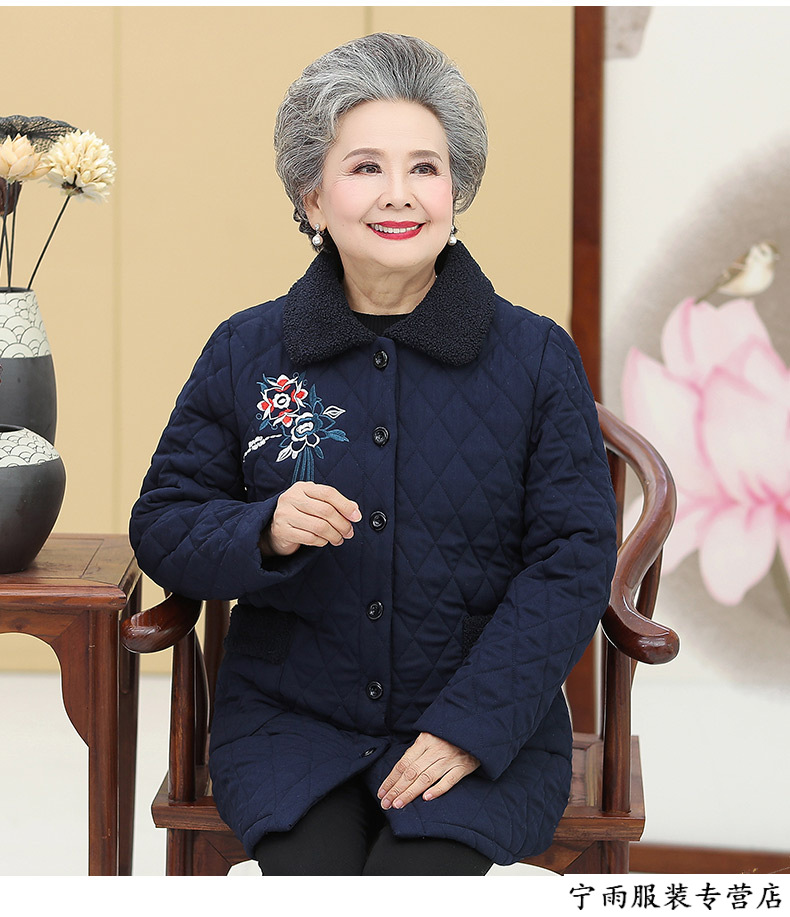 冬天老年人穿的加绒加厚保暖外套阔太太冬装外套60-70