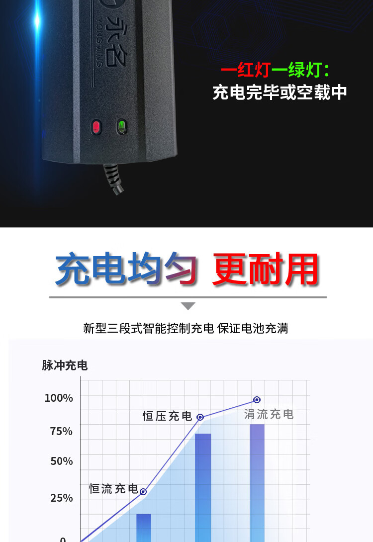 雅迪12v24v64v爱玛新日三轮车通用智能自动断电48v12ah视频圆头接口