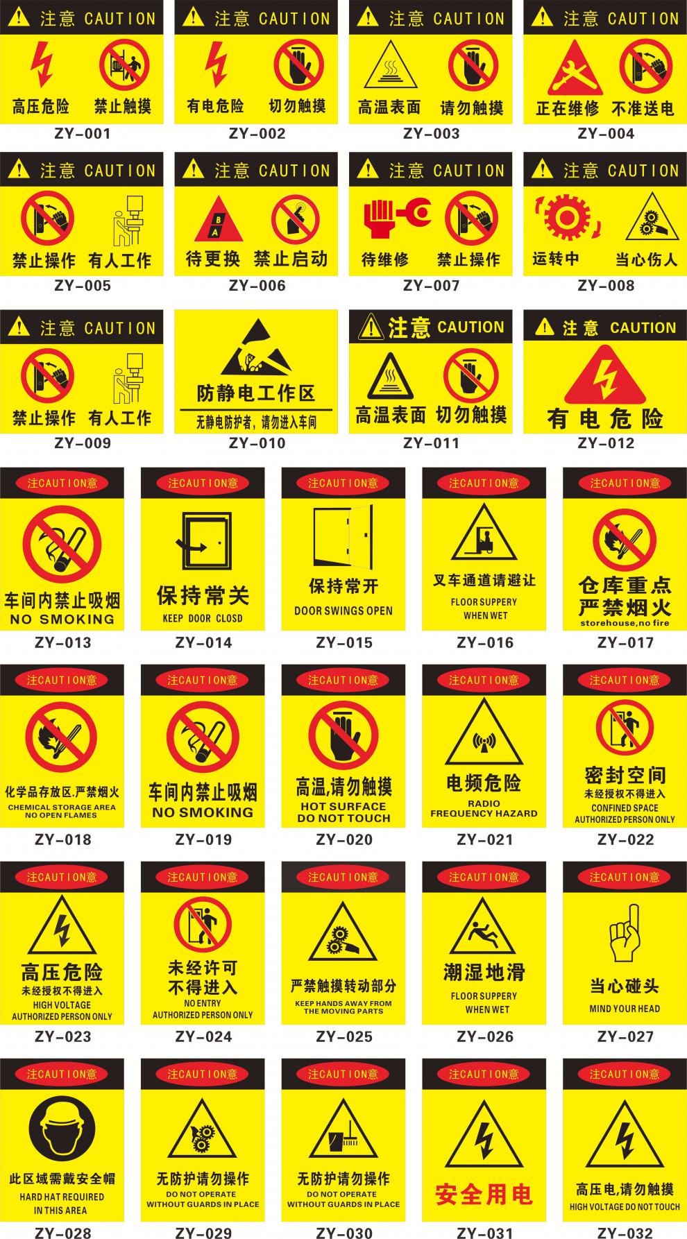 高压危险标识配电机房重闲人免进提示牌污水处理站管道强弱电井防烟门