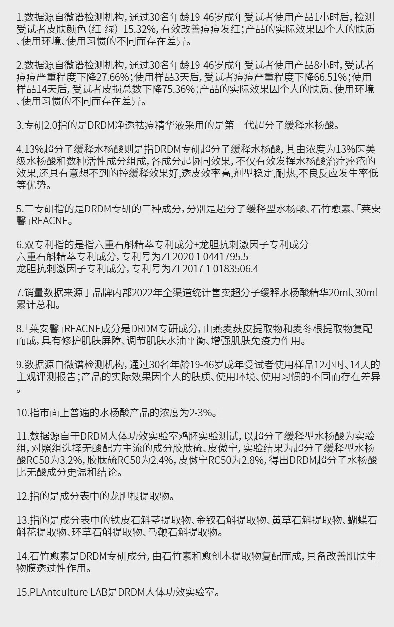 DRDM祛痘精华液水杨酸抗痘去闭口粉刺修护痘肌原液控油淡化痘印 20ml