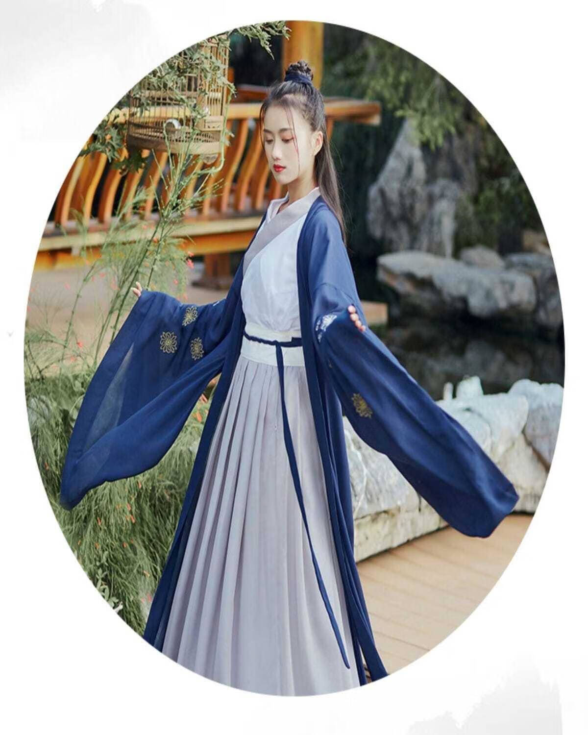 汉服女2020新款女装魏晋风大袖衫交领襦裙广袖齐腰襦裙绣花古装男女