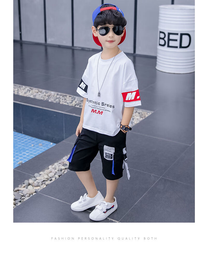 岁小孩子春天穿的童装男童男孩夏装套装2020新款夏款洋气帅气运动短袖