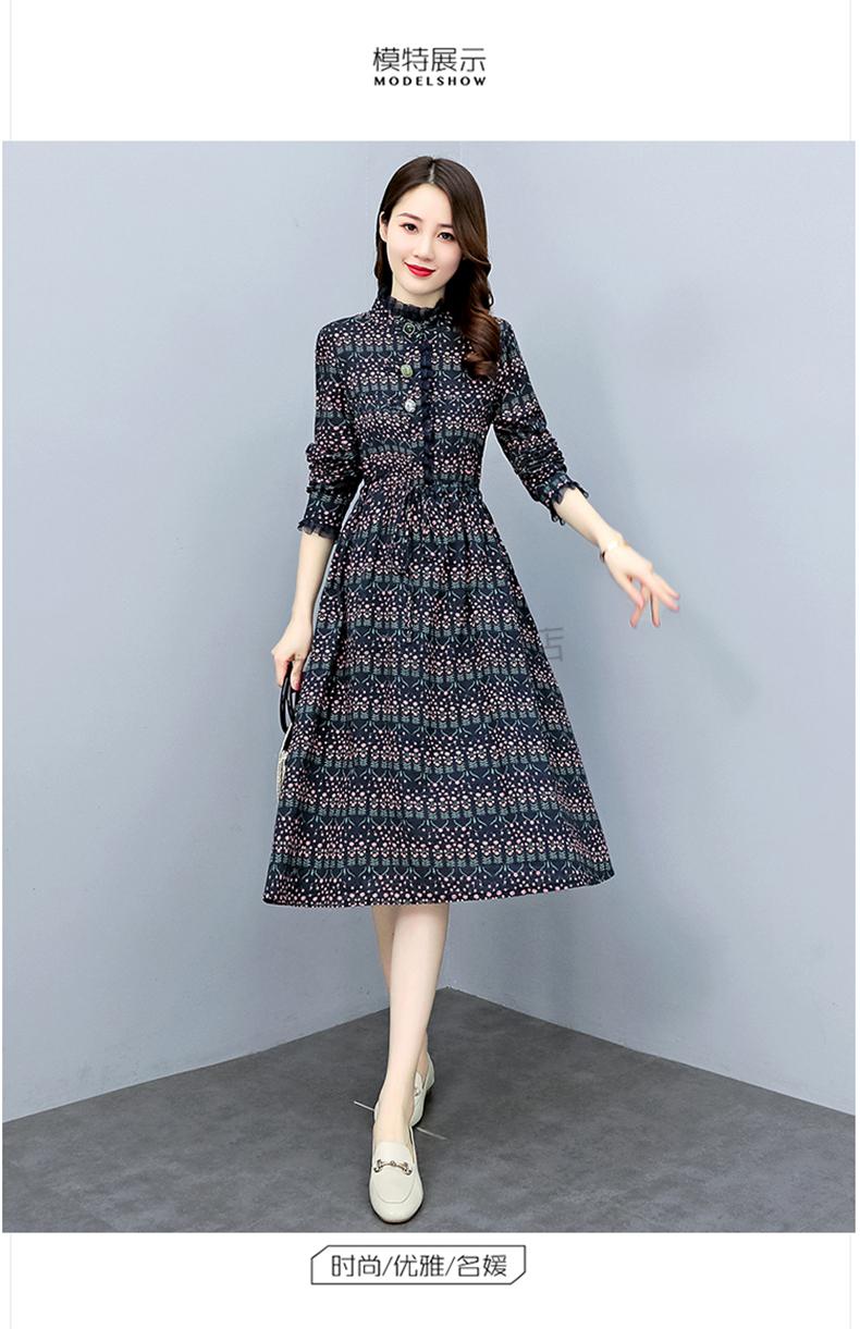 高档品牌轻奢女装2022年春装长袖连衣裙女新款女装修身显瘦气质碎花