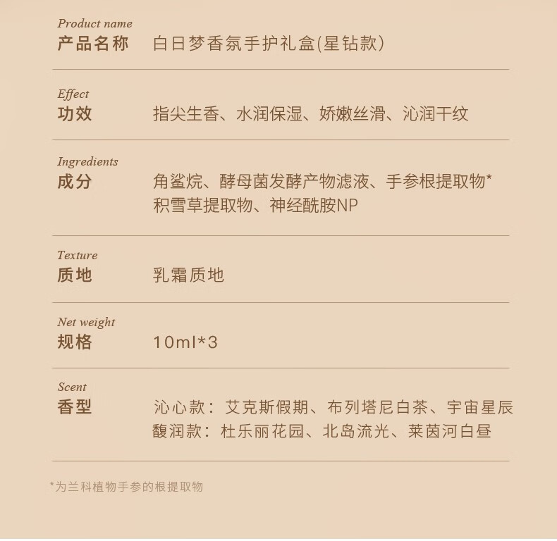 独特艾琳（Dear lrean）护手霜礼盒男士女士秋冬滋润长效保湿手干燥粗糙防干裂礼物送女生 白日梦香氛礼盒【滋润版3支装】
